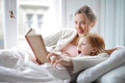 mother reading to a child